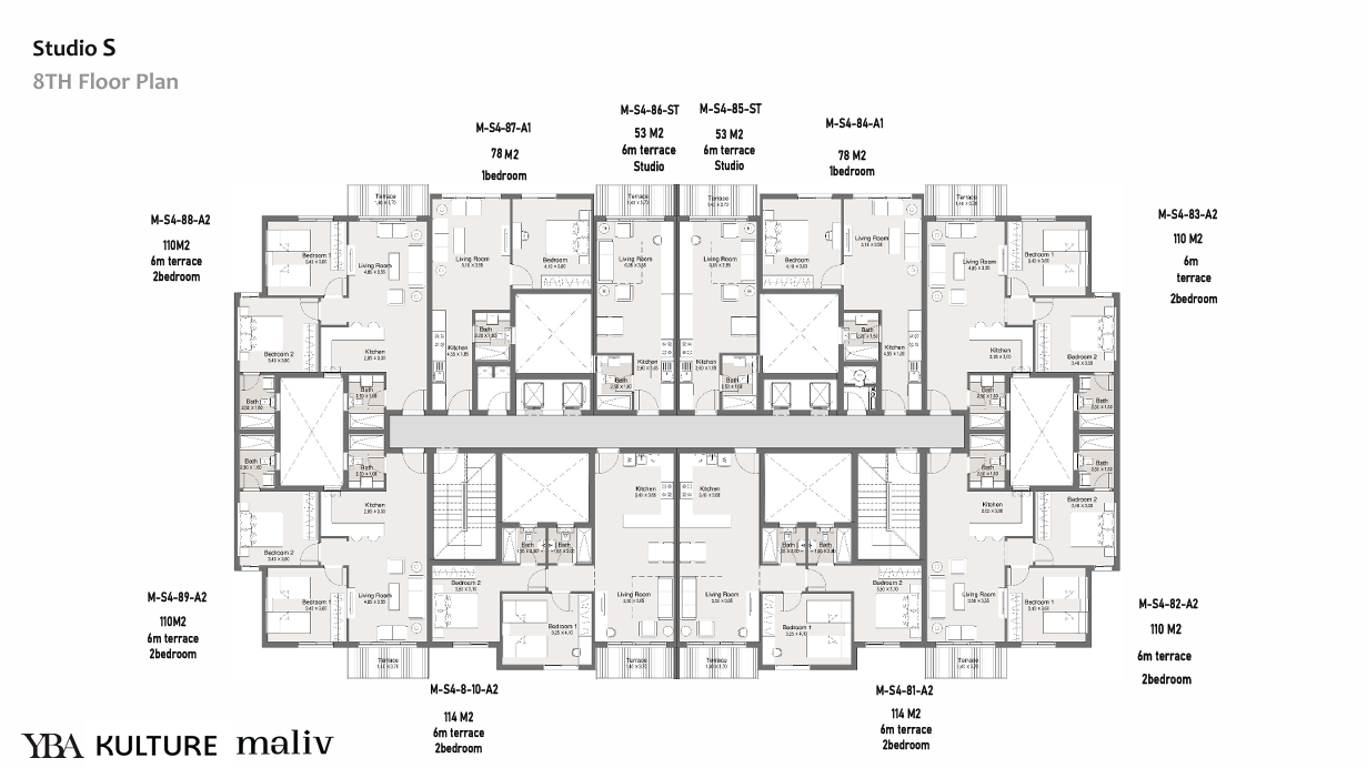 Floor plan for studio at Maliv