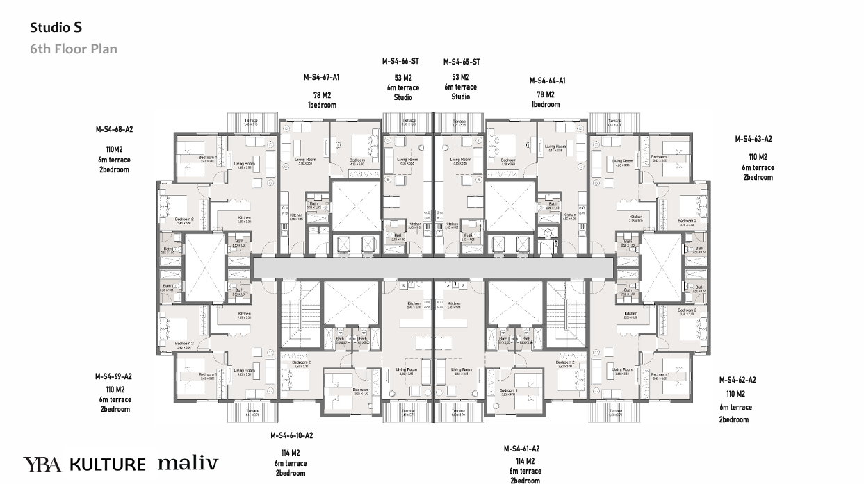 Floor plan for studio at Maliv