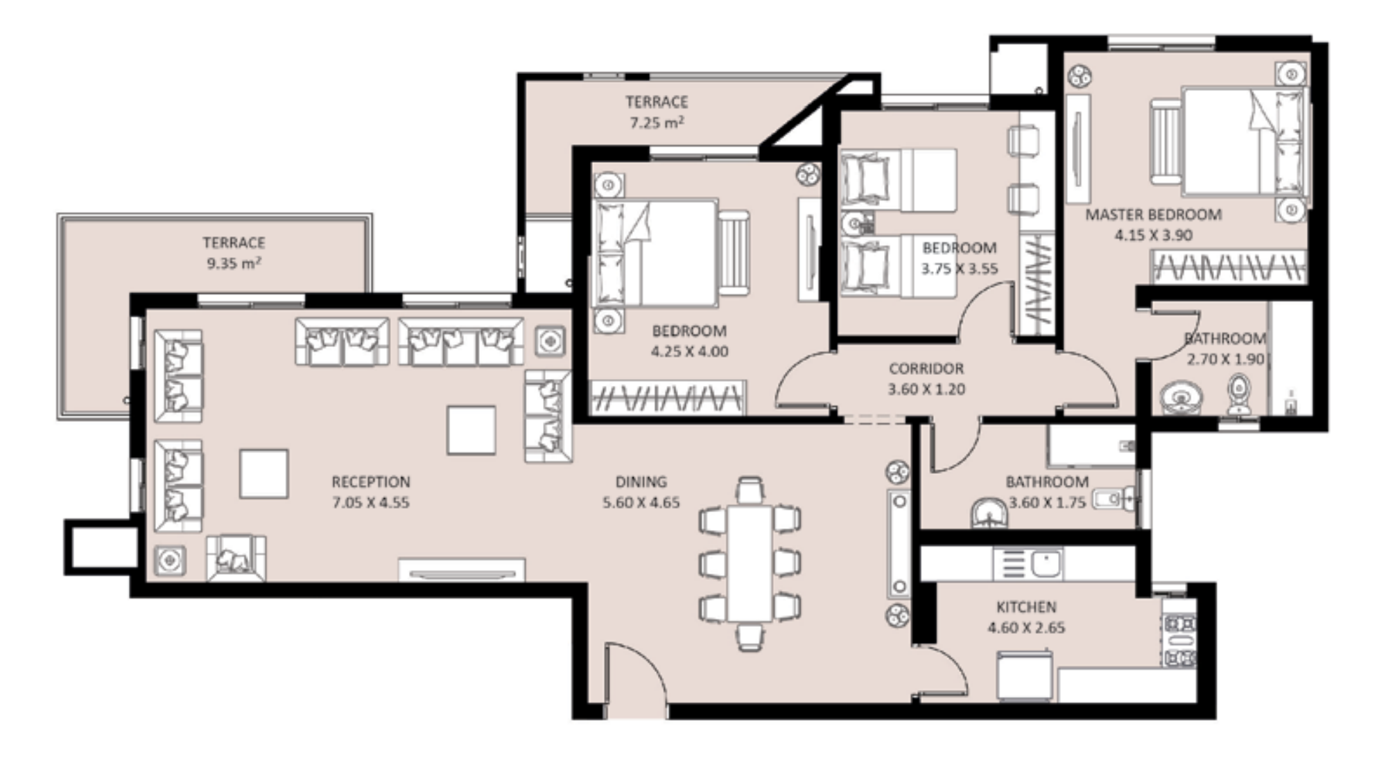 Floor plan for apartment at Bleu Vert