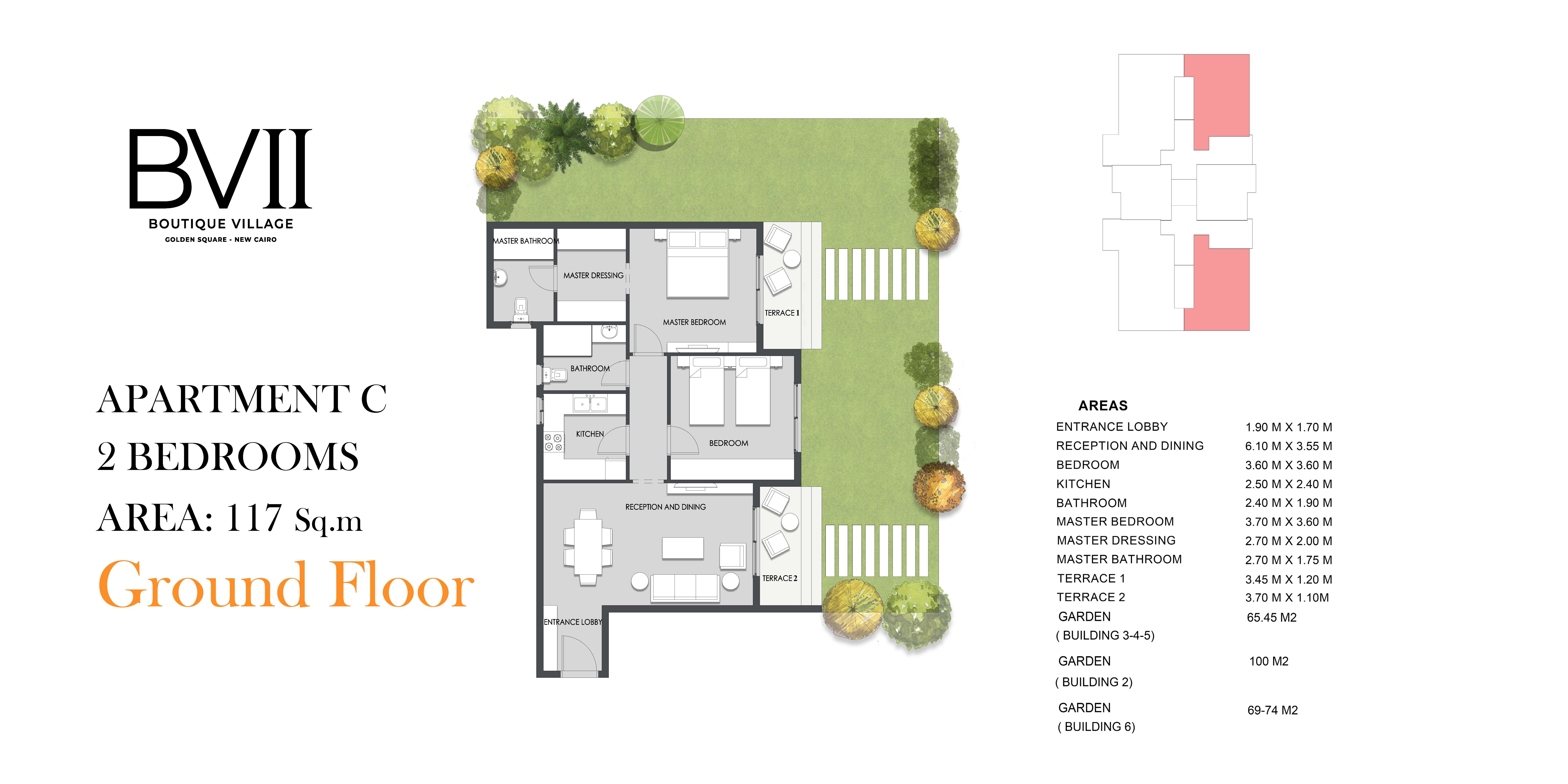 Floor plan for apartment at Boutique Village