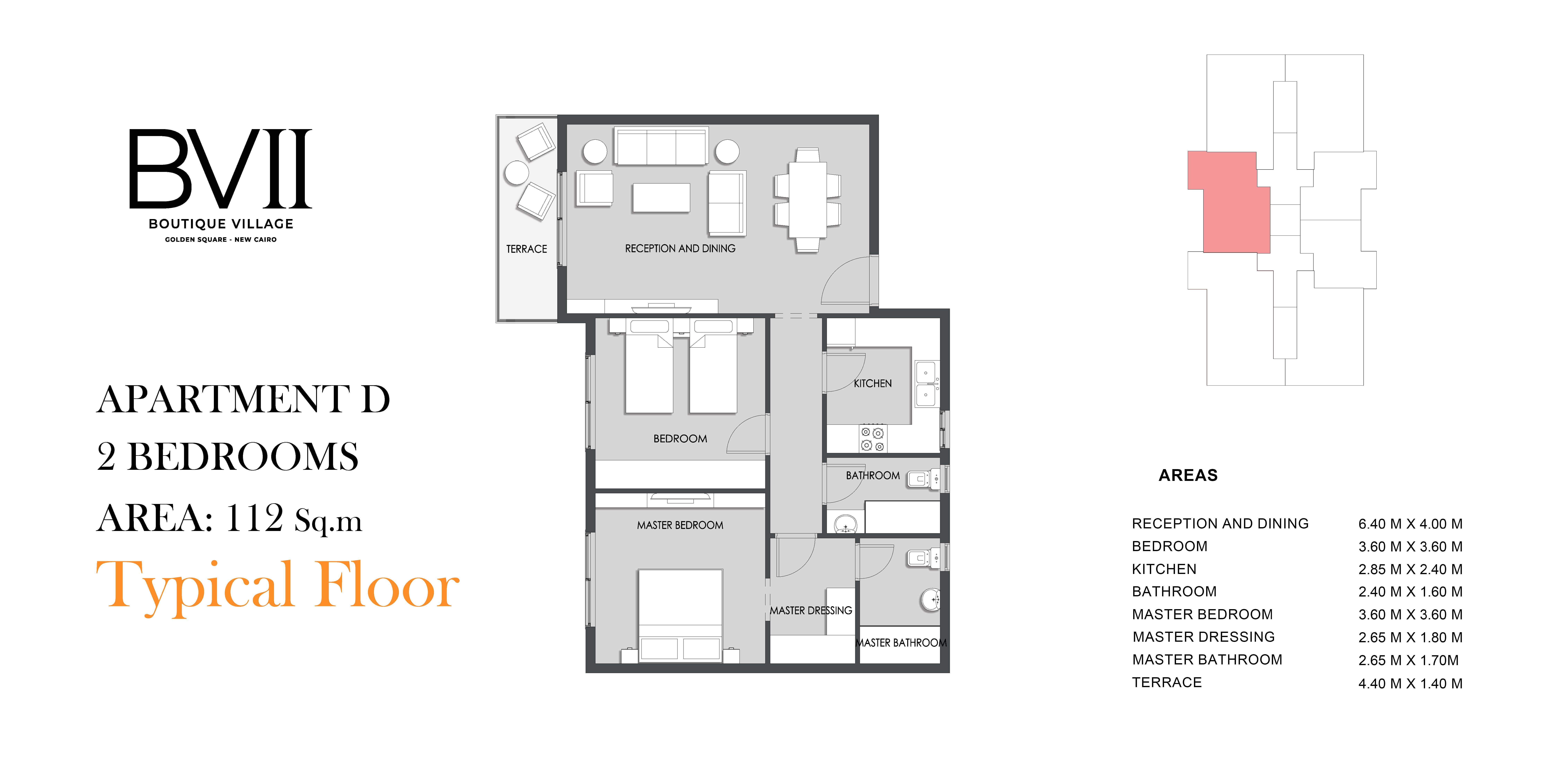 Floor plan for apartment at Boutique Village