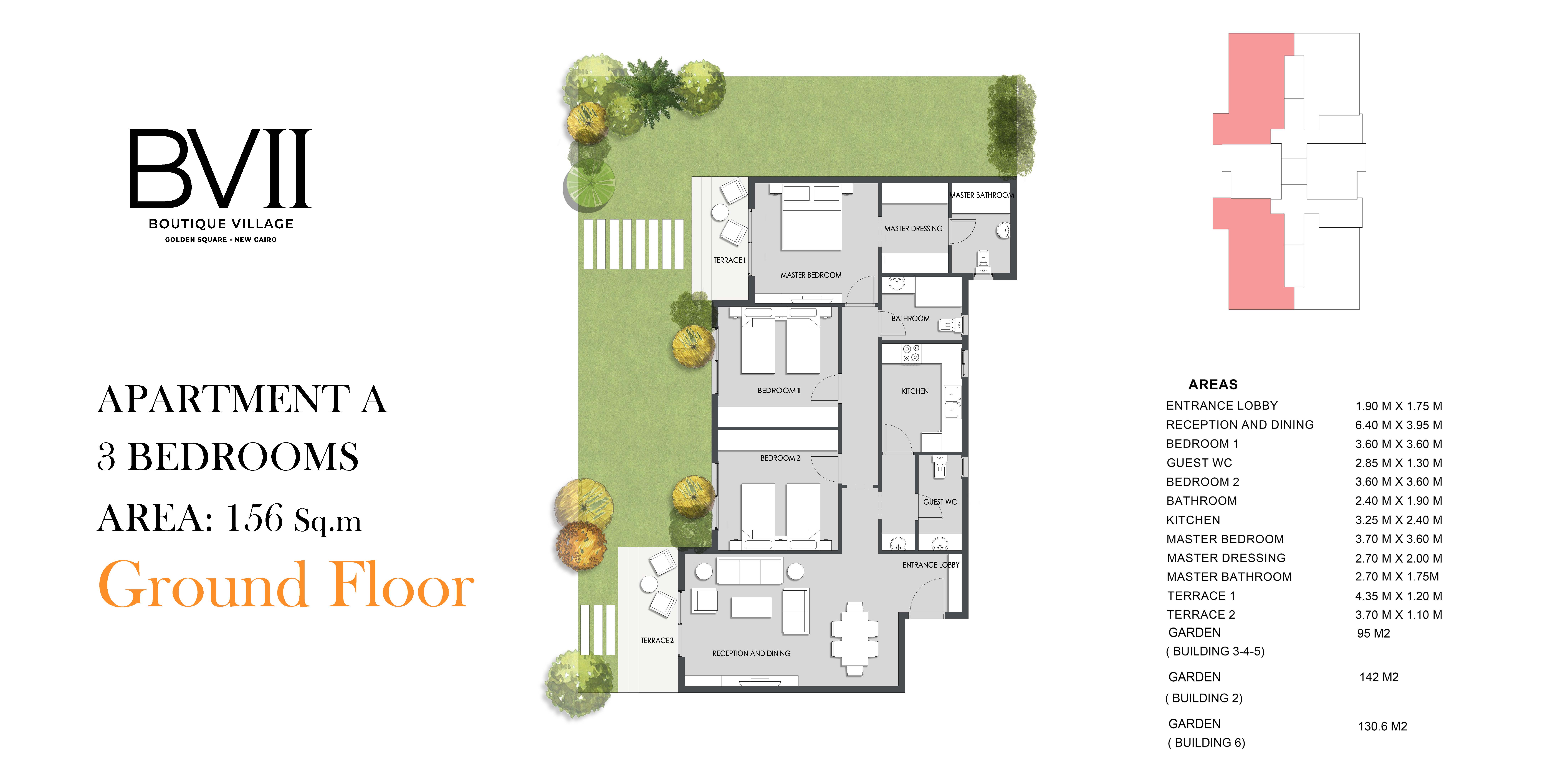 Floor plan for apartment at Boutique Village