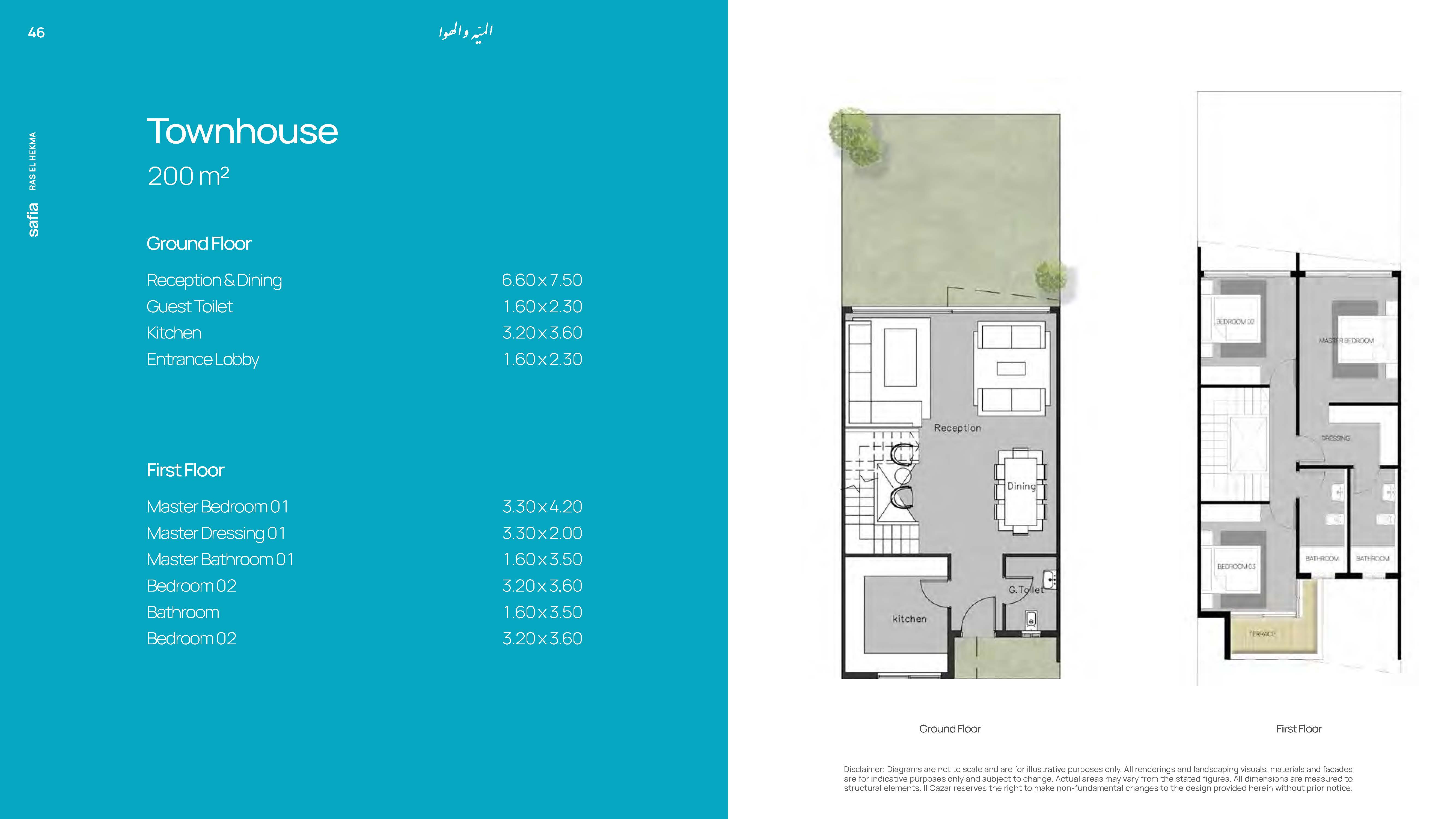 Floor plan for townhouse at Safia - Ras El Hekma