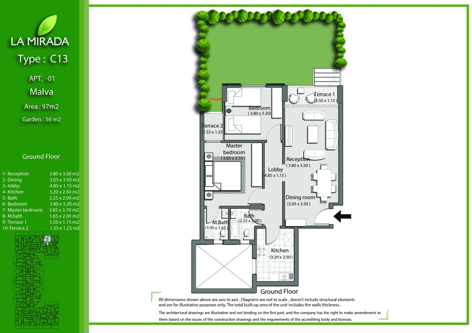 Floor plan for apartment at La Mirada