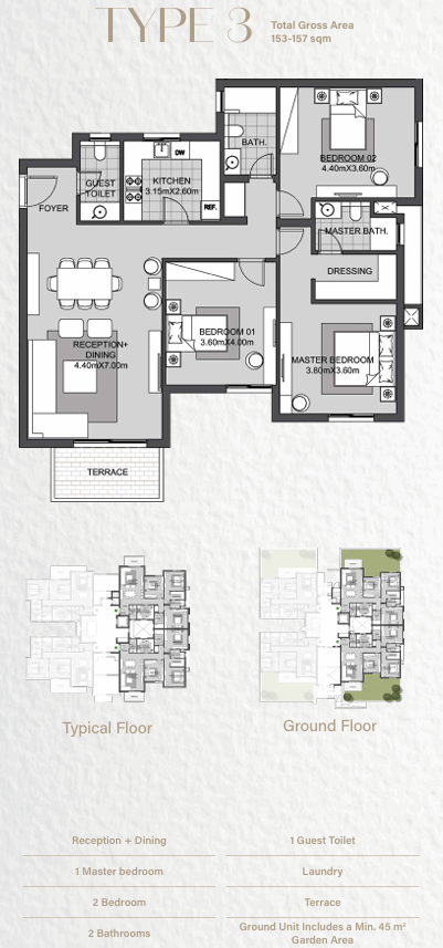 Floor plan for apartment at Oak Residence