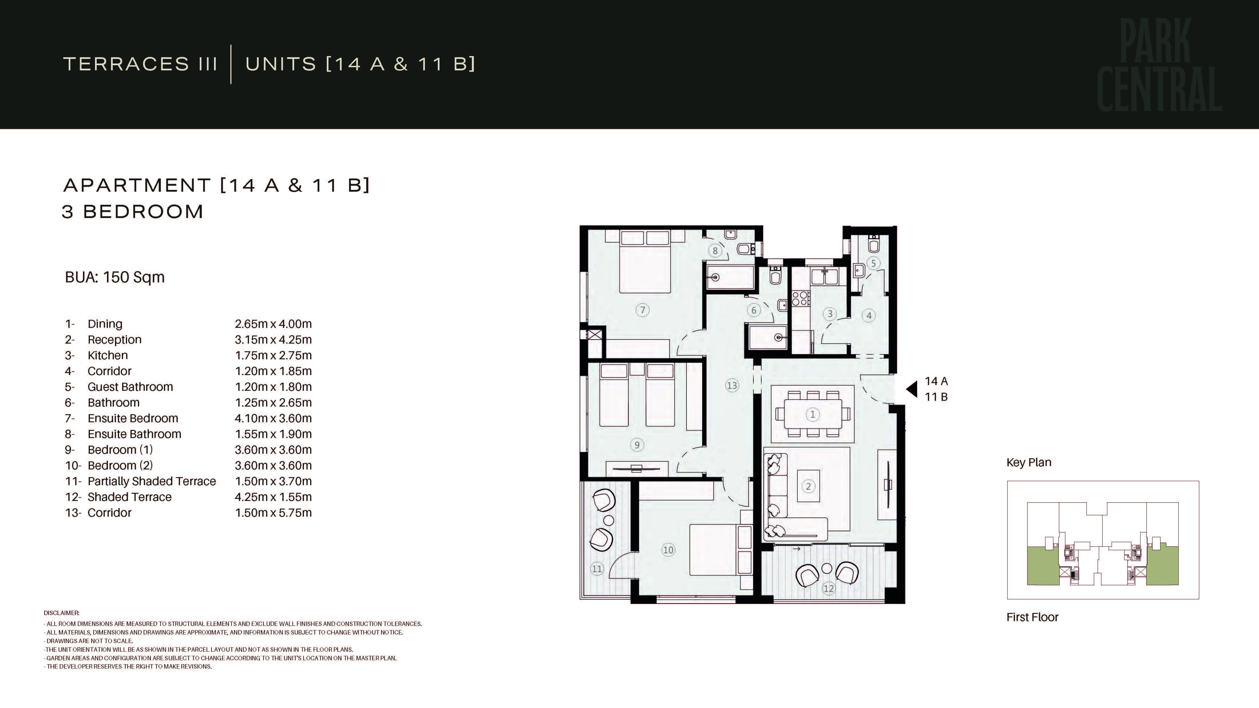 Floor plan for apartment at Park Central