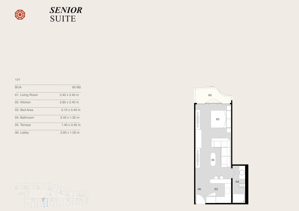 Floor plan for studio at Eastville