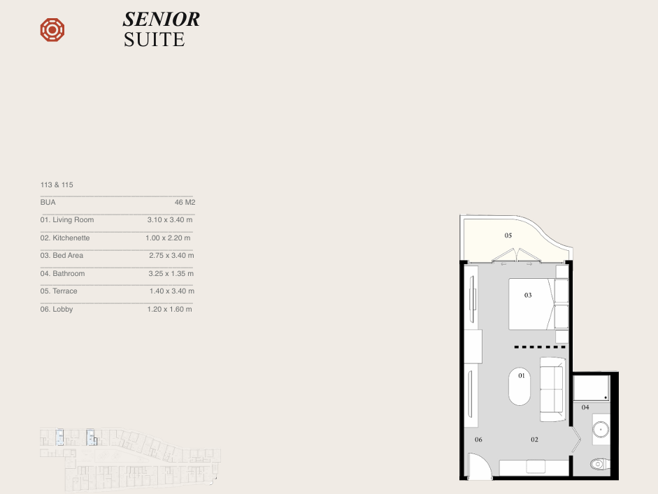 Floor plan for studio at Eastville