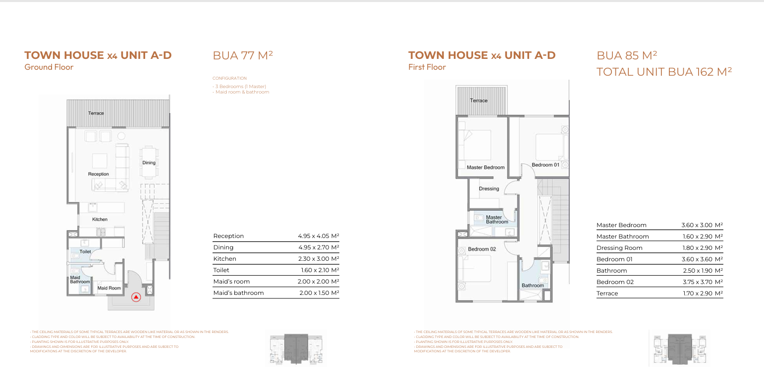 Floor plan for townhouse at Telal Sokhna