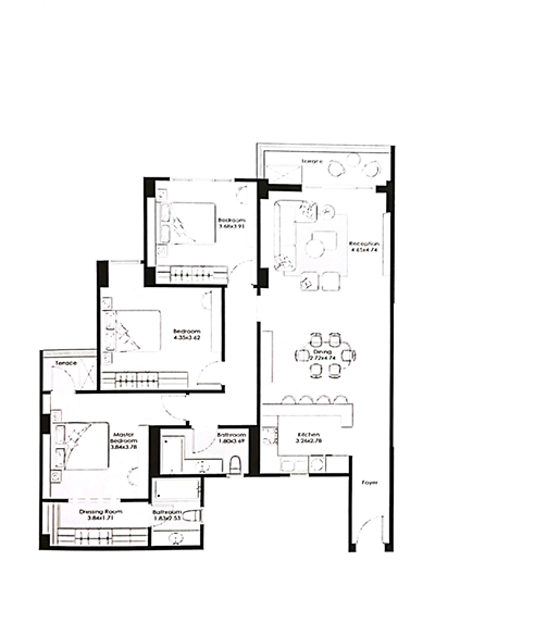 Floor plan for apartment at Patio Vida