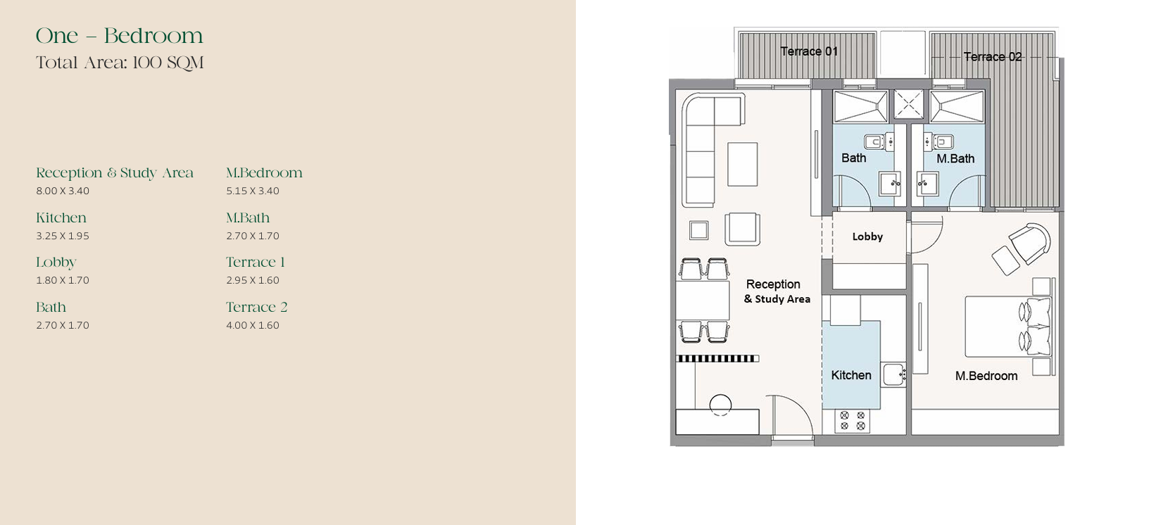 Floor plan for apartment at Oak Residence