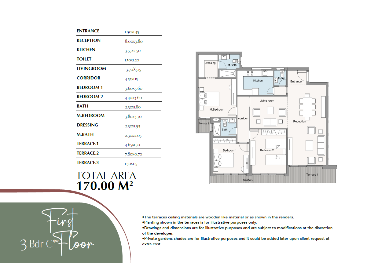 Floor plan for apartment at Oak Residence