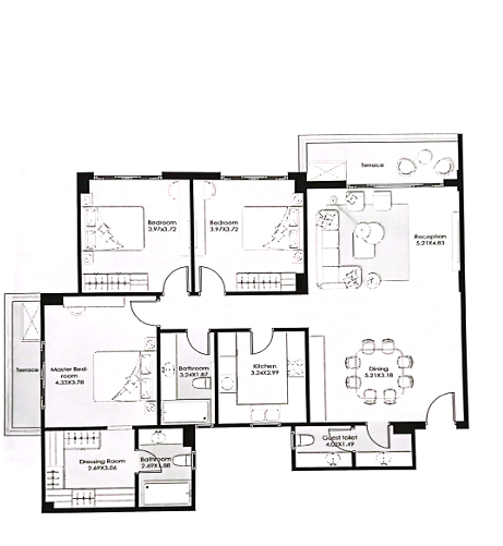 Floor plan for apartment at Patio Vida