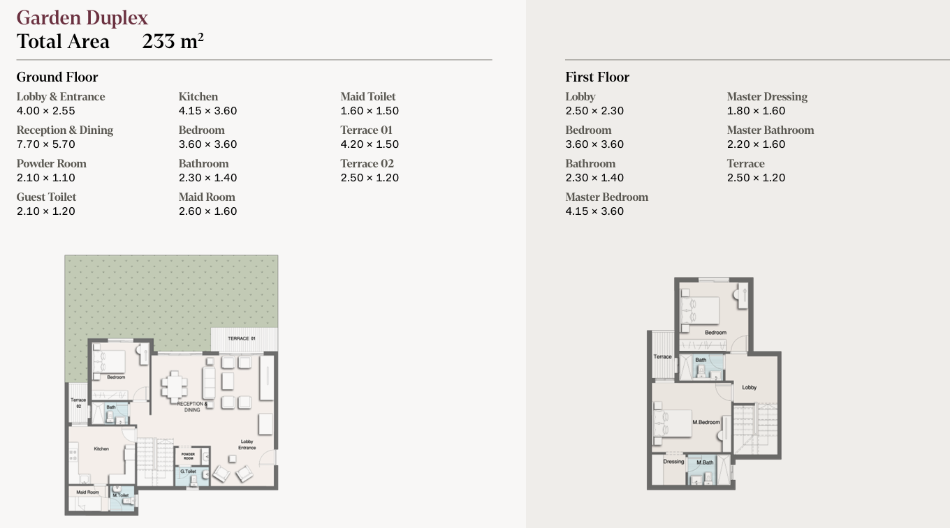 Floor plan for duplex at Selection - Telal East