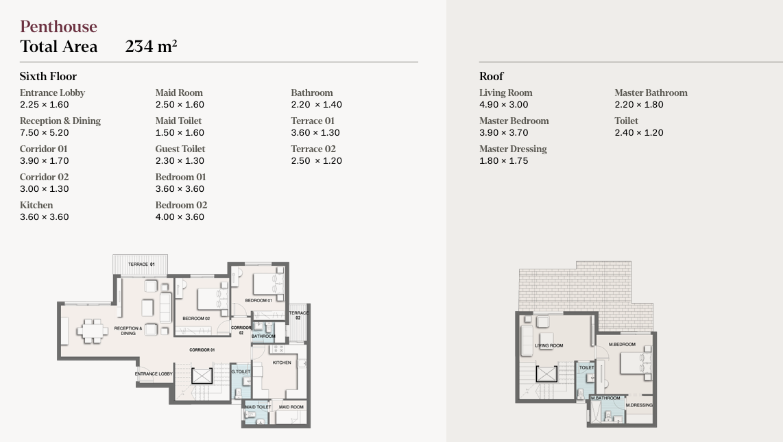 Floor plan for penthouse at Selection - Telal East