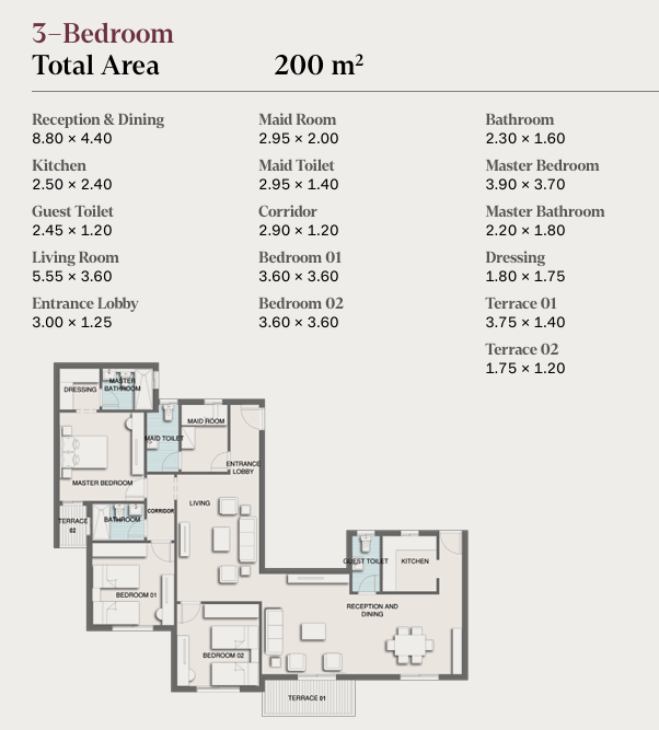 Floor plan for apartment at Selection - Telal East