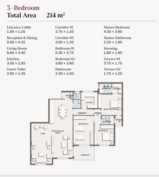 Floor plan for apartment at Selection - Telal East