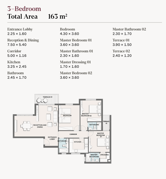Floor plan for apartment at Selection - Telal East
