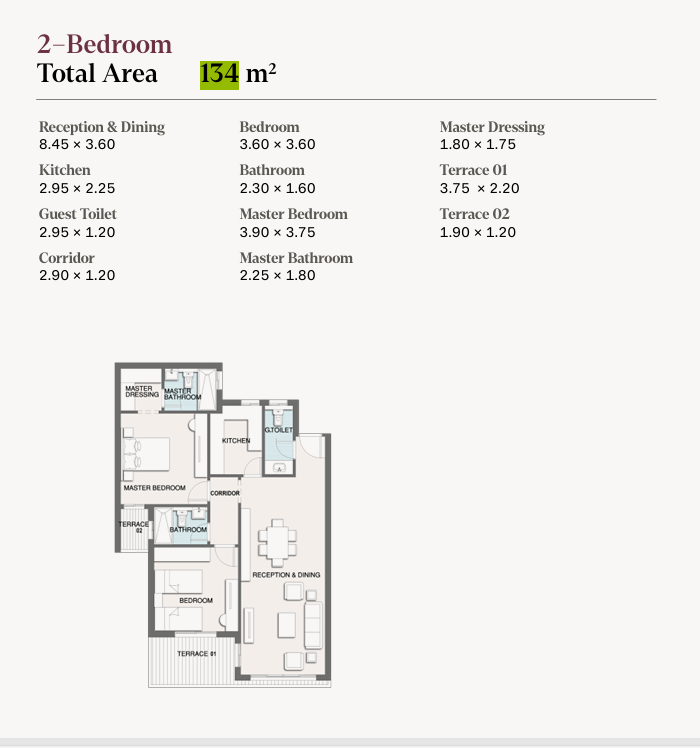 Floor plan for apartment at Selection - Telal East