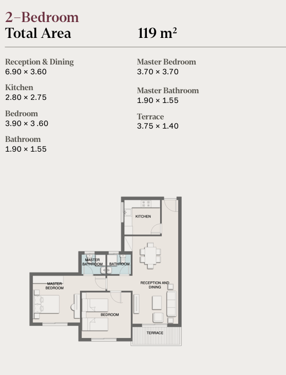 Floor plan for apartment at Selection - Telal East