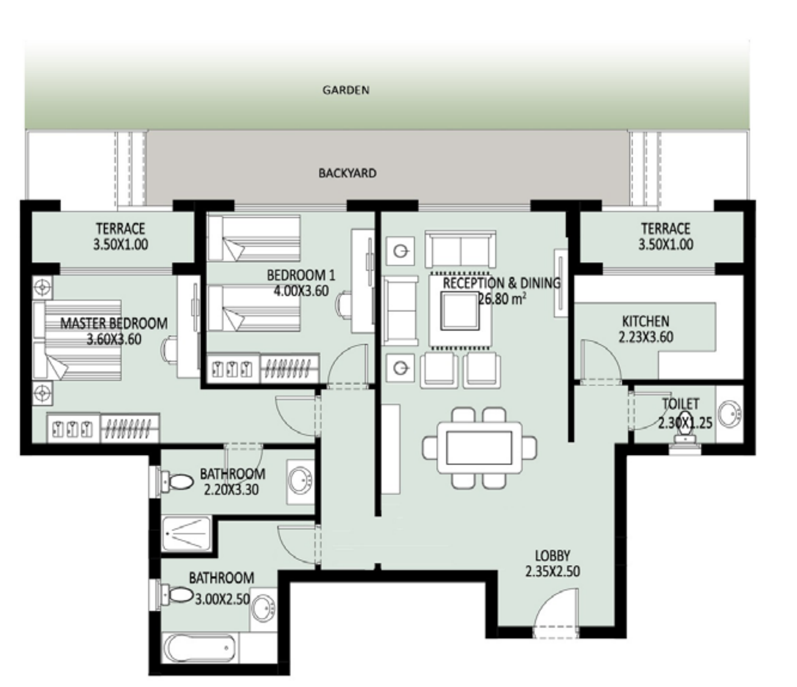 Floor plan for apartment at Bleu Vert