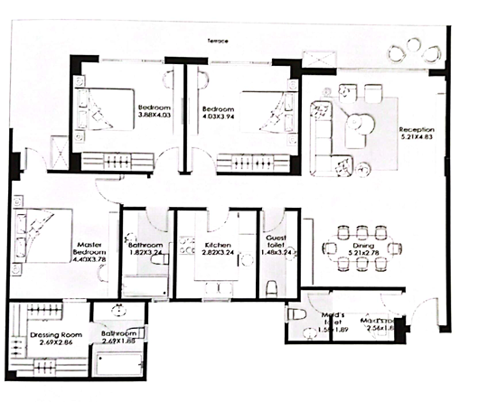 Floor plan for apartment at Patio Vida