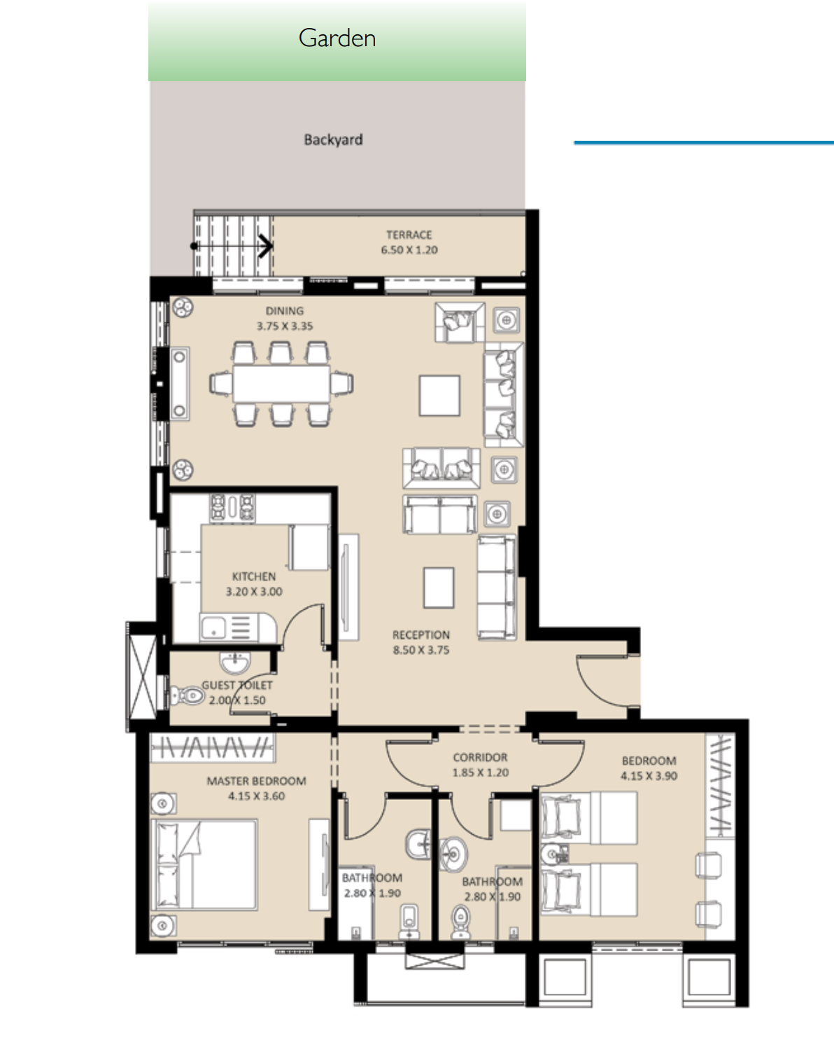 Floor plan for apartment at Bleu Vert