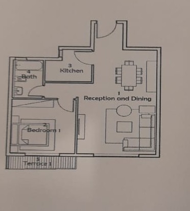 Floor plan for studio at Belva