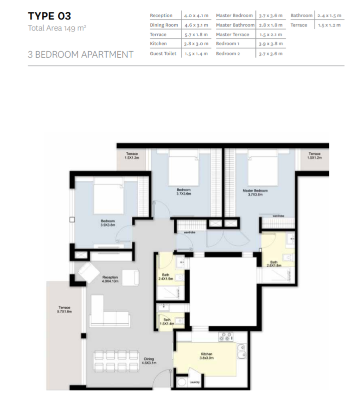 Floor plan for apartment at Bloomfields