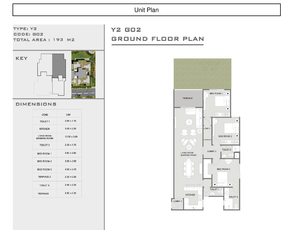 Floor plan for apartment at Yellow Residence