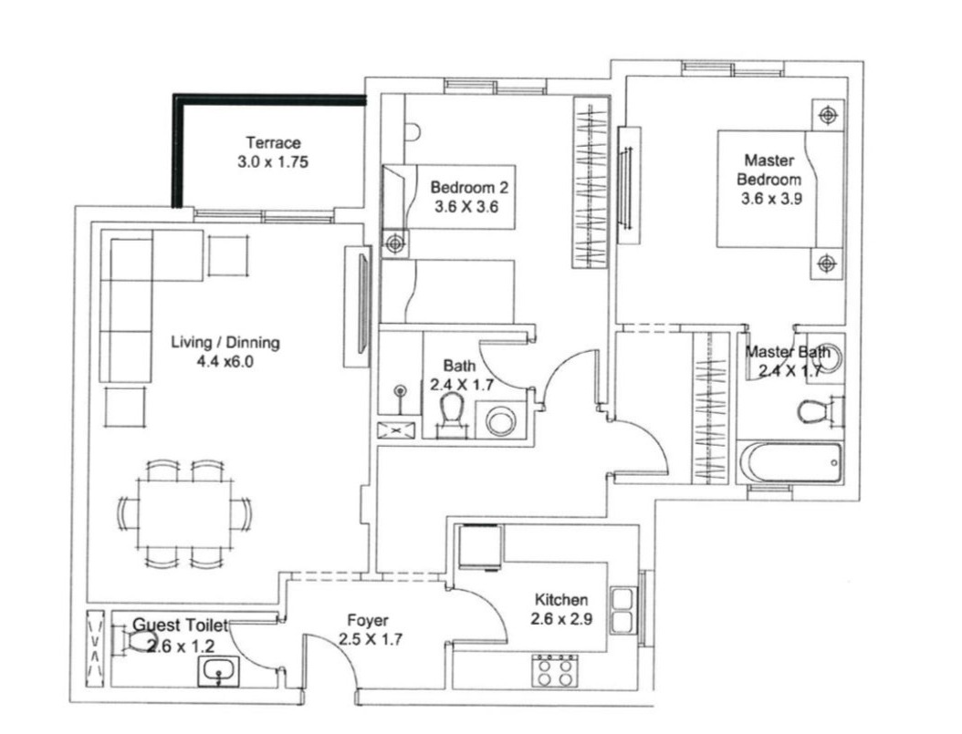 Floor plan for apartment at Plateau District 5