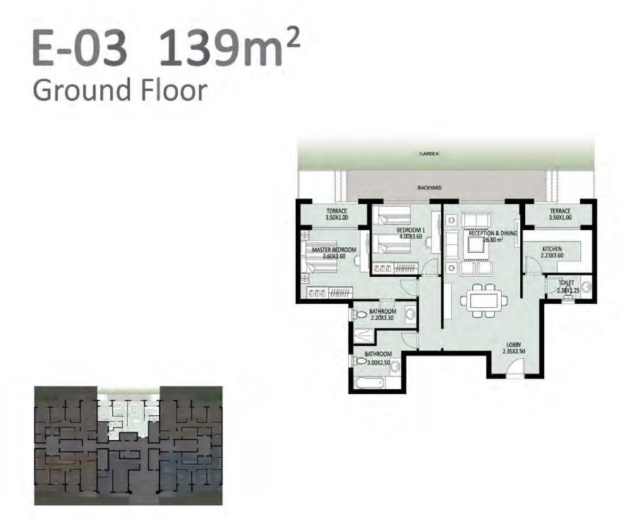 Floor plan for apartment at Bleu Vert