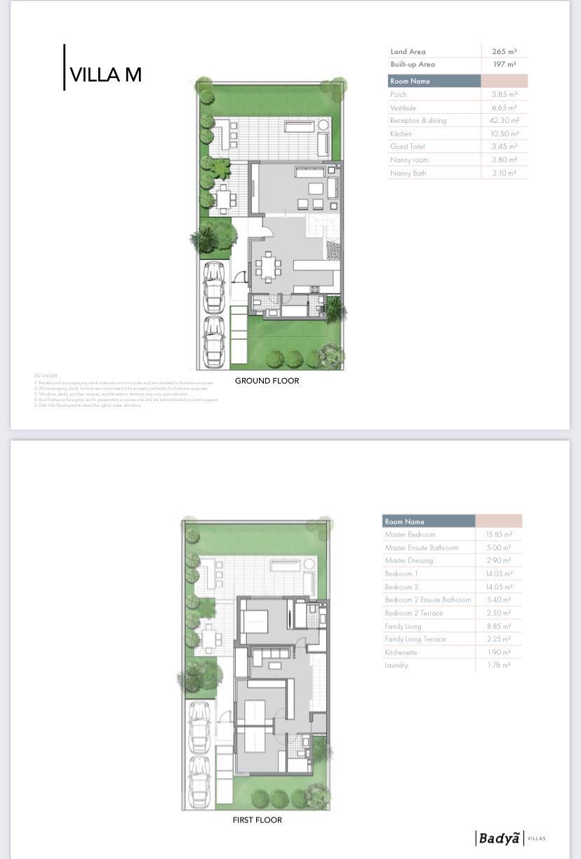 Floor plan for villa at Badya