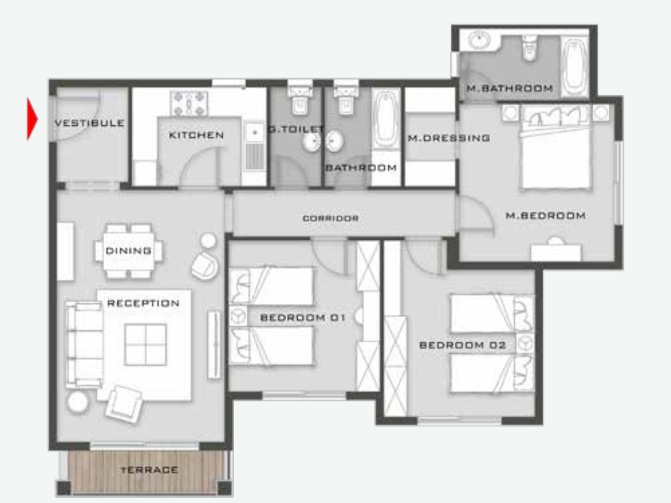 Floor plan for apartment at Aliva Mountain View Mostakbal City