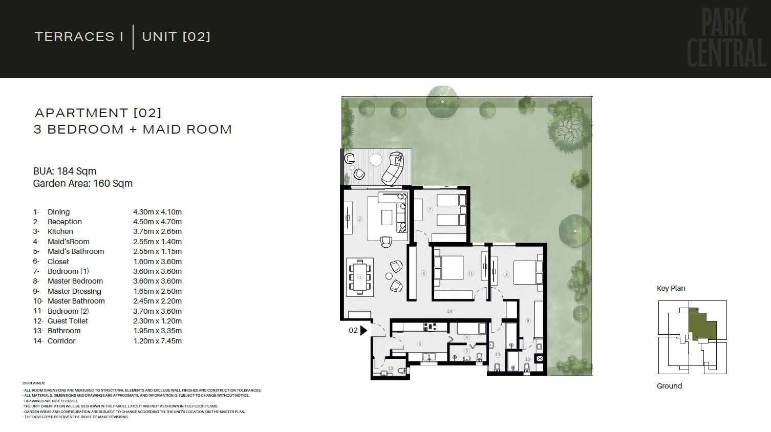 Floor plan for apartment at Park Central