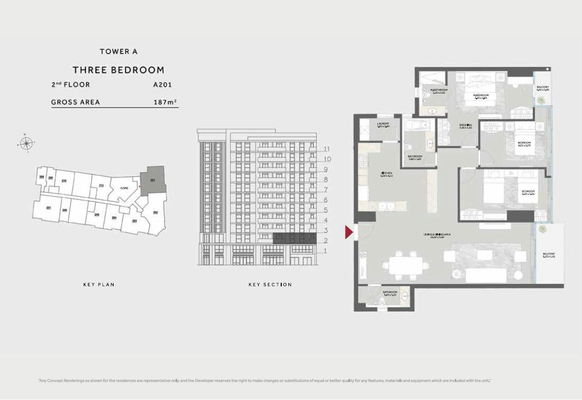 Floor plan for apartment at Marriott Residences Heliopolis
