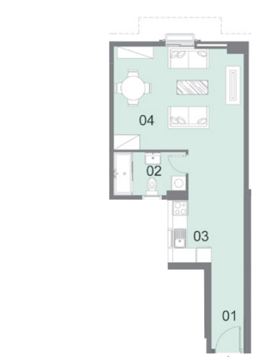 Floor plan for studio at Il Latini City Edge
