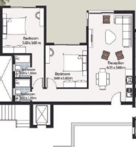 Floor plan for chalet at Mar Bay - Ras El Hekma