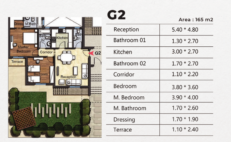 Floor plan for apartment at OIA Compound