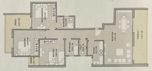 Floor plan for apartment at Taj City