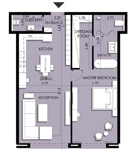 Floor plan for apartment at 205 Arkan Palm