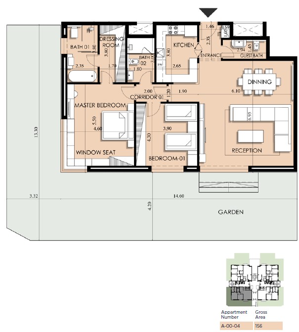 Floor plan for apartment at 205 Arkan Palm