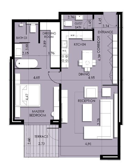 Floor plan for apartment at 205 Arkan Palm