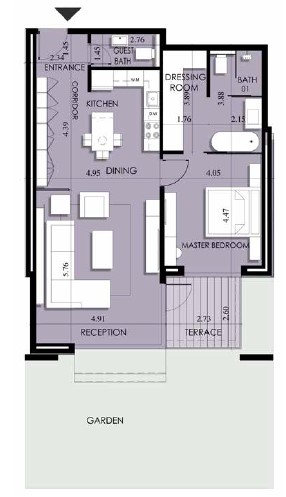 Floor plan for apartment at 205 Arkan Palm