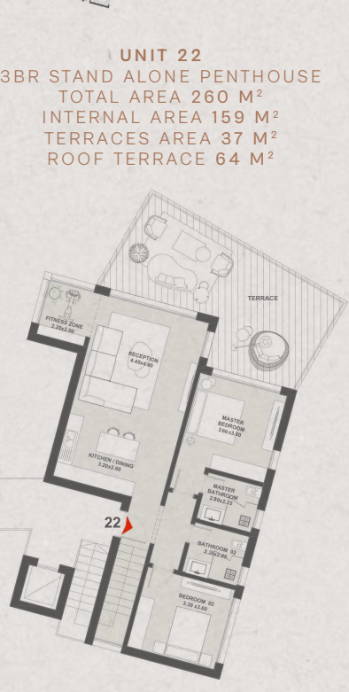 Floor plan for penthouse at Geo The Med