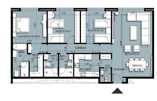 Floor plan for apartment at 205 Arkan Palm