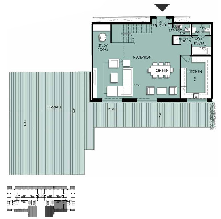Floor plan for duplex at 205 Arkan Palm