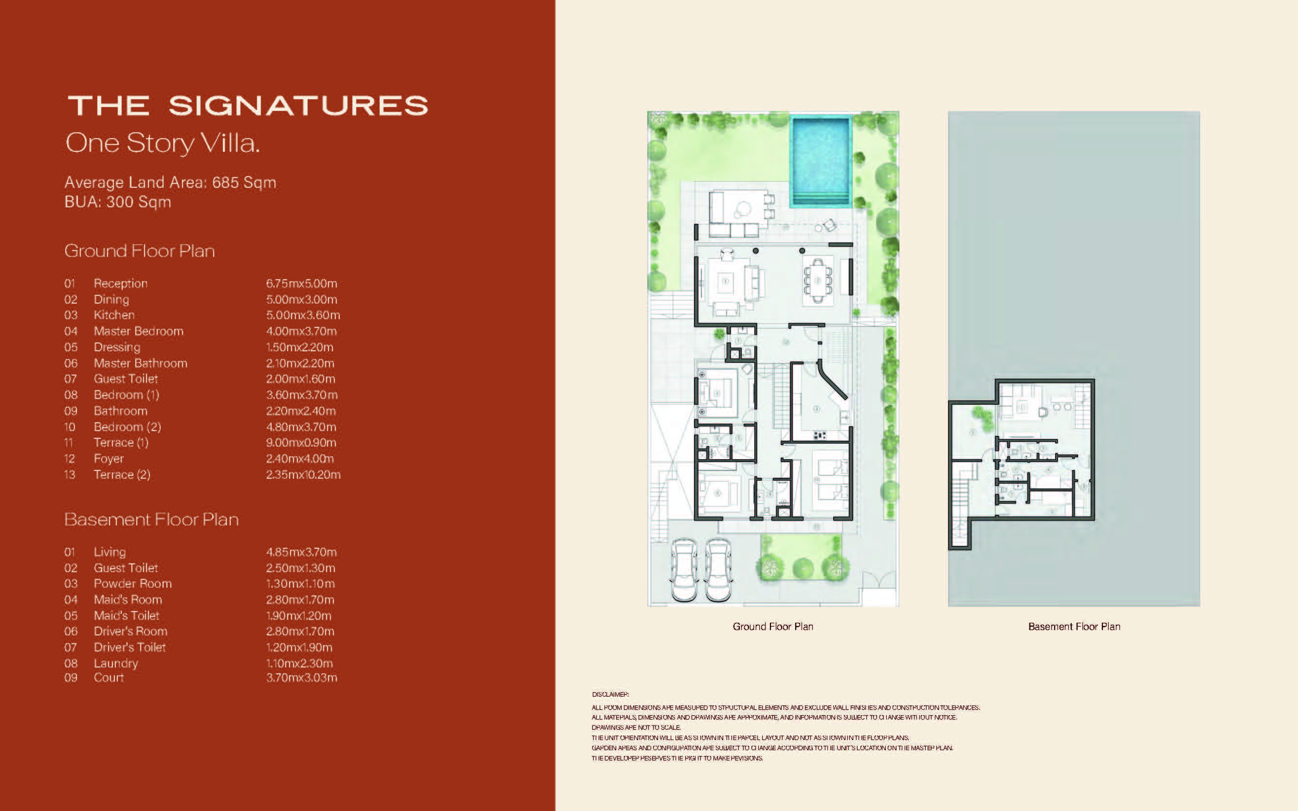 Floor plan for villa at Swan Lake West