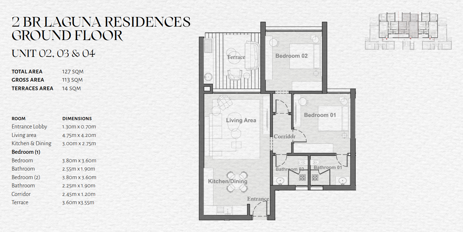 Floor plan for apartment at The Med