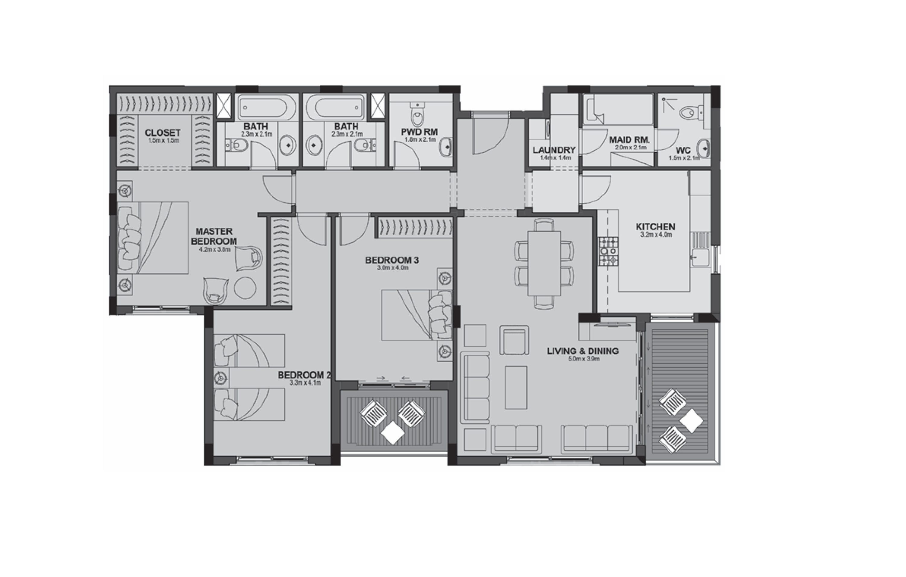 Floor plan for apartment at Uptown Cairo